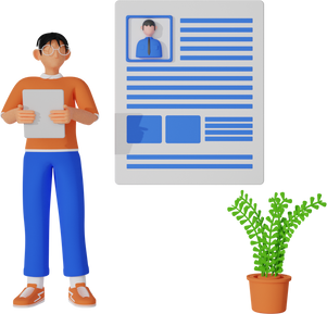 3D Illustration of Man applying for job